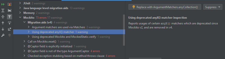 mockito migration aids project analysis results